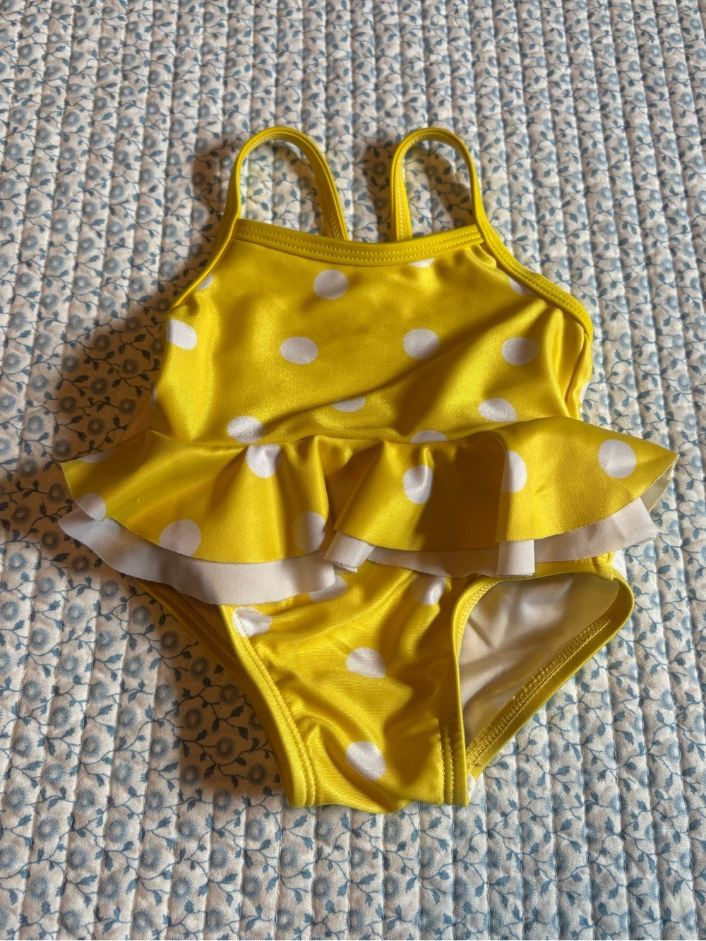 Gerber Yellow and White Polka Dot Ruffle One-Piece Swimsuit